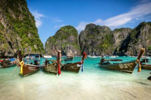 Lung boast on the coast of Koh Phi Phi