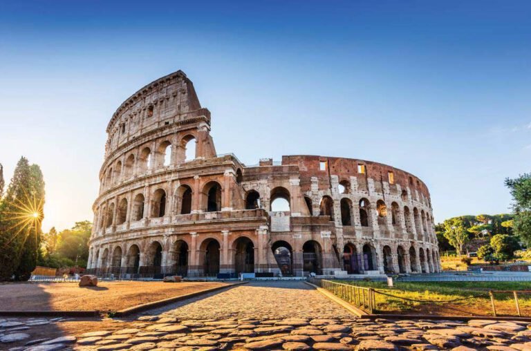 Coliseum and sunset in Rome